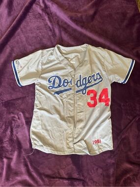 Dodgers Fernando Valenzuela - Grey Button-Up Jerseys